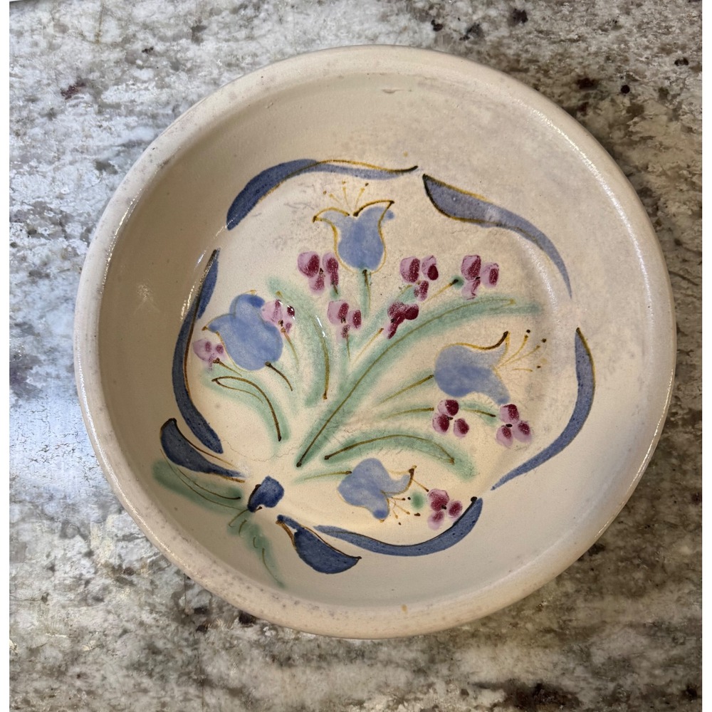 Judy Goodwin Signed Studio Pottery Floral Tulip Hand Painted Stoneware Bowl 9.75